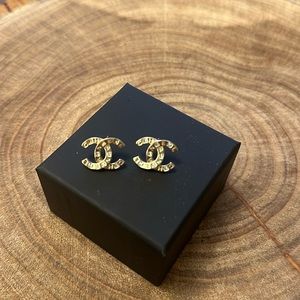 Authentic Chanel C logo earrings